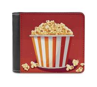 RLDOBOFE Cartoon Popcorn Wallet Passcase for Men, Extra Capacity Bifold Leather Wallets with ID Windows, Slim Stylish Wallet for Gift, Blocking Money Clip for Cards, Coin Pouch