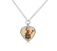 RLDOBOFE Cartoon Scottish Bagpipe Pet Cremation Necklaces for Ashes Personalized Pet Ashes Jewelry Heart Shaped Urn Pendant Custom Memorial Funeral Keepsake for Loss Dogs Cats