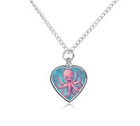RLDOBOFE Cartoon Sea Creatures Cremation Jewelry for Ashes Heart Urn Necklaces Personalized Memorial Necklace Dog Cat Keepsake Pendant Custom Small Locket Ash Holder for Women Men
