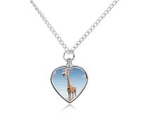 RLDOBOFE Cartoons Giraffe Cremation Jewelry for Ashes Heart Urn Necklaces Personalized Memorial Necklace Dog Cat Keepsake Pendant Custom Small Locket Ash Holder for Women Men