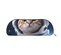 RLDOBOFE Cat Astronaut Pencil Pouch Leather,Small Pen Bags With Zipper For Pencils,Pens,Markers,Makeups,Change,Coins