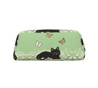 RLDOBOFE Cat Kitten Daisy print Pencil Bag waterproof Zipper Pencil Case Leather Pen Box Cosmetic Bag For Office Pencil