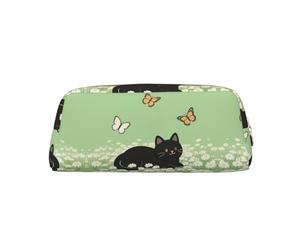 RLDOBOFE Cat Kitten Daisy print Pencil Bag waterproof Zipper Pencil Case Leather Pen Box Cosmetic Bag For Office Pencil