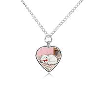 RLDOBOFE Cat on Knitted Blanket Cremation Jewelry for Ashes Heart Urn Necklaces Personalized Memorial Necklace Dog Cat Keepsake Pendant Custom Small Locket Ash Holder for Women Men