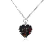 RLDOBOFE Cat Sitting on Gift Box Cremation Jewelry for Ashes Heart Urn Necklaces Personalized Memorial Necklace Dog Cat Keepsake Pendant Custom Small Locket Ash Holder for Women Men