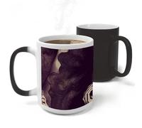 RLDOBOFE Ceramic Discoloration Mug for Office, 11 Oz Heat Changing Mugs for Party, Personalized African Hair Black Women Coffee Cup with Handle, Funny Magic Tea Cups for Birthday Gifts