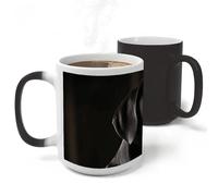 RLDOBOFE Ceramic Discoloration Mug for Office, 11 Oz Heat Changing Mugs for Party, Personalized Black Labrador Coffee Cup with Handle, Funny Magic Tea Cups for Birthday Gifts