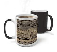 RLDOBOFE Ceramic Discoloration Mug for Office, 11 Oz Heat Changing Mugs for Party, Personalized Bronze And Black Coffee Cup with Handle, Funny Magic Tea Cups for Birthday Gifts