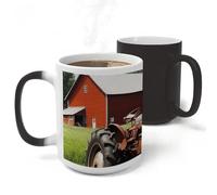 RLDOBOFE Ceramic Discoloration Mug for Office, 11 Oz Heat Changing Mugs for Party, Personalized Company Farm Tractor Coffee Cup with Handle, Funny Magic Tea Cups for Birthday Gifts