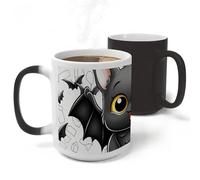 RLDOBOFE Ceramic Discoloration Mug for Office, 11 Oz Heat Changing Mugs for Party, Personalized Cute Bat Coffee Cup with Handle, Funny Magic Tea Cups for Birthday Gifts
