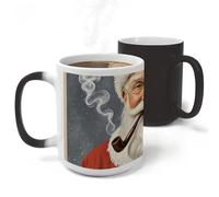 RLDOBOFE Ceramic Discoloration Mug for Office, 11 Oz Heat Changing Mugs for Party, Personalized Santa Claus Coffee Cup with Handle, Funny Magic Tea Cups for Birthday Gifts