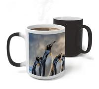 RLDOBOFE Ceramic Discoloration Mug for Office, 11 Oz Heat Changing Mugs for Party, Personalized Sea Penguin Coffee Cup with Handle, Funny Magic Tea Cups for Birthday Gifts