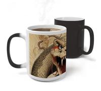 RLDOBOFE Ceramic Discoloration Mug for Office, 11 Oz Heat Changing Mugs for Party, Personalized Snake Open Mouth Coffee Cup with Handle, Funny Magic Tea Cups for Birthday Gifts