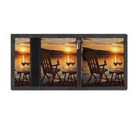 RLDOBOFE Chair at Sunset Lake Trifold Wallet Minimalist Mens Wallet with Key Hook 8 Card Slots Modern Stylish Polyester Security Wallets Fashion Slim Credit Card Holder Id Window