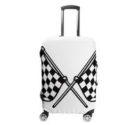RLDOBOFE Checkered Flags Race Flag Baggage Cover for Travel, Washable Suitcase Covers for Home, Dustproof Luggage Protector Skins with Zippers, Protector Anti Scratch, Luggage Covers, white, L