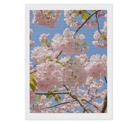 RLDOBOFE Cherry Blossom Diamond Painting Kit for Adults Round 5d Diamond Art Kits for Beginners DIY Full Drill Diamonds Dots Painting Gem Arts Crafts Home Wall Decor Gift 12"x16"