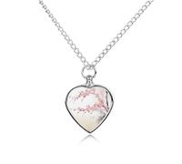 RLDOBOFE Cherry Blossoms Cremation Jewelry for Ashes Heart Urn Necklaces Personalized Memorial Necklace Dog Cat Keepsake Pendant Custom Small Locket Ash Holder for Women Men