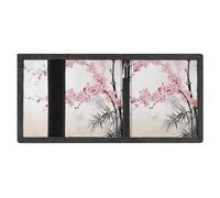 RLDOBOFE Cherry Blossoms Trifold Wallet Minimalist Mens Wallet with Key Hook 8 Card Slots Modern Stylish Polyester Security Wallets Fashion Slim Credit Card Holder Id Window