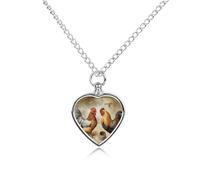 RLDOBOFE Chicken And Rooster Pet Cremation Necklaces for Ashes Personalized Pet Ashes Jewelry Heart Shaped Urn Pendant Custom Memorial Funeral Keepsake for Loss Dogs Cats