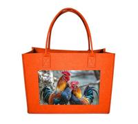 RLDOBOFE Chicken Under The Tree Felt Tote Bag Reusable Foldable Grocery Bag Versatile Large Capacity Commuter Handbag, Fruit Orange, One Size