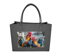 RLDOBOFE Chicken Under The Tree Felt Tote Bag Reusable Foldable Grocery Bag Versatile Large Capacity Commuter Handbag, Dark Gray, One Size