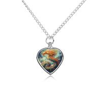 RLDOBOFE Chinese Dragon Cremation Jewelry for Ashes Heart Urn Necklaces Personalized Memorial Necklace Dog Cat Keepsake Pendant Custom Small Locket Ash Holder for Women Men