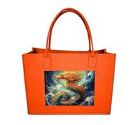 RLDOBOFE Chinese Dragon Oil Painting Felt Tote Bag Reusable Kitchen Grocery Bag Versatile Large Capacity Commuter Handbags, Fruit Orange, One Size