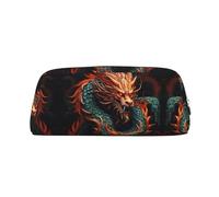 RLDOBOFE Chinese Dragon Pencil Case Waterproof Zipper Pencil Case Leather Pencil Case Cosmetic Bag for Office, Silver, Taille unique