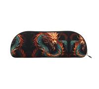 RLDOBOFE Chinese Dragon Pencil Pouch Leather,Small Pen Bags With Zipper For Pencils,Pens,Markers,Makeups,Change,Coins