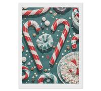 RLDOBOFE Christmas Candy Cane Diamond Painting Kit for Adults Square 5D Diamond Art Kits for Beginners DIY Full Drill Diamonds Dots Painting Gem Arts Crafts Home Wall Decor Gift 12"x16"