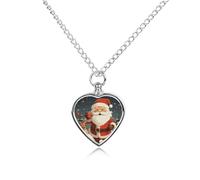 RLDOBOFE Christmas Santa Claus Pet Cremation Necklaces for Ashes Personalized Pet Ashes Jewelry Heart Shaped Urn Pendant Custom Memorial Funeral Keepsake for Loss Dogs Cats