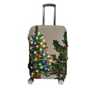 RLDOBOFE Christmas Tree Holly Travel Luggage Cover Anti Scratch Suitcase Protector Washable Elastic Baggage Cover, white, L, Stylish