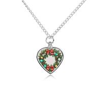 RLDOBOFE Christmas Wreath of Evergreen Branches Urn Necklace Heart Cremation Jewelry for Ashes Memorial Keepsake Jewelry with Funnel Filler Urn Locket for Women Men to Hold Ashes of Pet Loved Ones