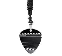 RLDOBOFE Classic Movie Clapboard Black Guitar Pick Necklace, Guitar Pick Holder Pendant for Women, Guitar Music Necklace for Men, Personalized Rock Music Necklace with Chain, Music Picks