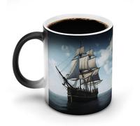 RLDOBOFE Color Changing Old Sailing Ship Mug Funny Ceramic Heat Sensitive Mug Magic Heat Changing Coffee Cup Novelty Reveal Transforming Tea Cup 11 Oz Gag Gift for Women Men
