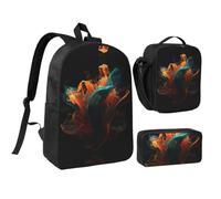 RLDOBOFE Color Design Creation Backpack Set 3 PCS - 17 Inch Laptop Backpack with Lunch Bag, Waterproof Daypack Insulated Lunch Box Large Capacity Coin Pouch Personalized Gift