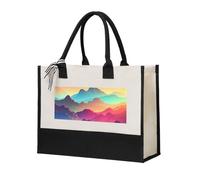 RLDOBOFE Color Mountain Gradient Canvas Tote Bags Personalized Beach Bag Reusable Grocery Shopping Bag Casual Handbag Top Handle Shoulder Satchel Bags Work Purses Birthday Gifts for Women