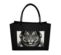 RLDOBOFE Colored Astro Pet Felt Tote Bag Reusable Foldable Grocery Bag Versatile Large Capacity Commuter Handbag, Black, One Size