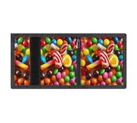 RLDOBOFE Colorful Candy Trifold Wallet Minimalist Mens Wallet with Key Hook 8 Card Slots Modern Stylish Polyester Security Wallets Fashion Slim Credit Card Holder Id Window