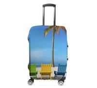 RLDOBOFE Colorful Chairs Palm Tree Travel Luggage Cover Anti Scratch Suitcase Protector Washable Elastic Baggage Cover, white, Small, Stylish