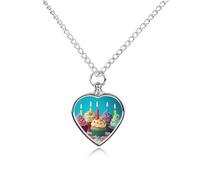 RLDOBOFE Colorful Cupcakes Cremation Jewelry for Ashes Heart Urn Necklaces Personalized Memorial Necklace Dog Cat Keepsake Pendant Custom Small Locket Ash Holder for Women Men