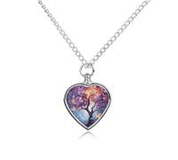 RLDOBOFE Colorful Flower Butterfly Tree Pet Cremation Necklaces for Ashes Personalized Pet Ashes Jewelry Heart Shaped Urn Pendant Custom Memorial Funeral Keepsake for Loss Dogs Cats