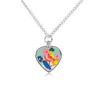 RLDOBOFE Colorful Flowers Bird Cremation Jewelry for Ashes Heart Urn Necklaces Personalized Memorial Necklace Dog Cat Keepsake Pendant Custom Small Locket Ash Holder for Women Men