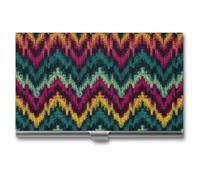 RLDOBOFE Colorful Knitted Pattern Business Card Holder, Slim Aluminum Alloy Card Case, Pocket Name Card Organizer Holder Wallet for Woman, Man, Pocket Or Bag Storage, Office Workers