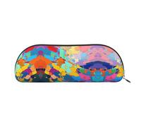 RLDOBOFE Colorful Leather Pencil Case Zipper Pencil Case for Pencils, Pens, Markers, Makeup, Currency, Coins