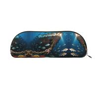 RLDOBOFE Colorful Light Rocket Pencil Pouch Leather,Small Pen Bags With Zipper For Pencils,Pens,Markers,Makeups,Change,Coins, Sea World, One Size