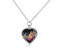 RLDOBOFE Colorful Musical Note Cremation Jewelry for Ashes Heart Urn Necklaces Personalized Memorial Necklace Dog Cat Keepsake Pendant Custom Small Locket Ash Holder for Women Men