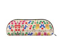 RLDOBOFE Colorful Musical Notes Pencil Pouch Leather,Small Pen Bags With Zipper For Pencils,Pens,Markers,Makeups,Change,Coins