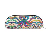RLDOBOFE Colorful Octopus Pencil Pouch Leather,Small Pen Bags With Zipper For Pencils,Pens,Markers,Makeups,Change,Coins