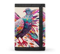 RLDOBOFE Colorful Pigeon Wallet for Men, Extra Capacity Trifold Wallet for Women, Foldable Money Clip with ID Window for Pocket, Credit Card Holder, Personalized Wallets for Travel